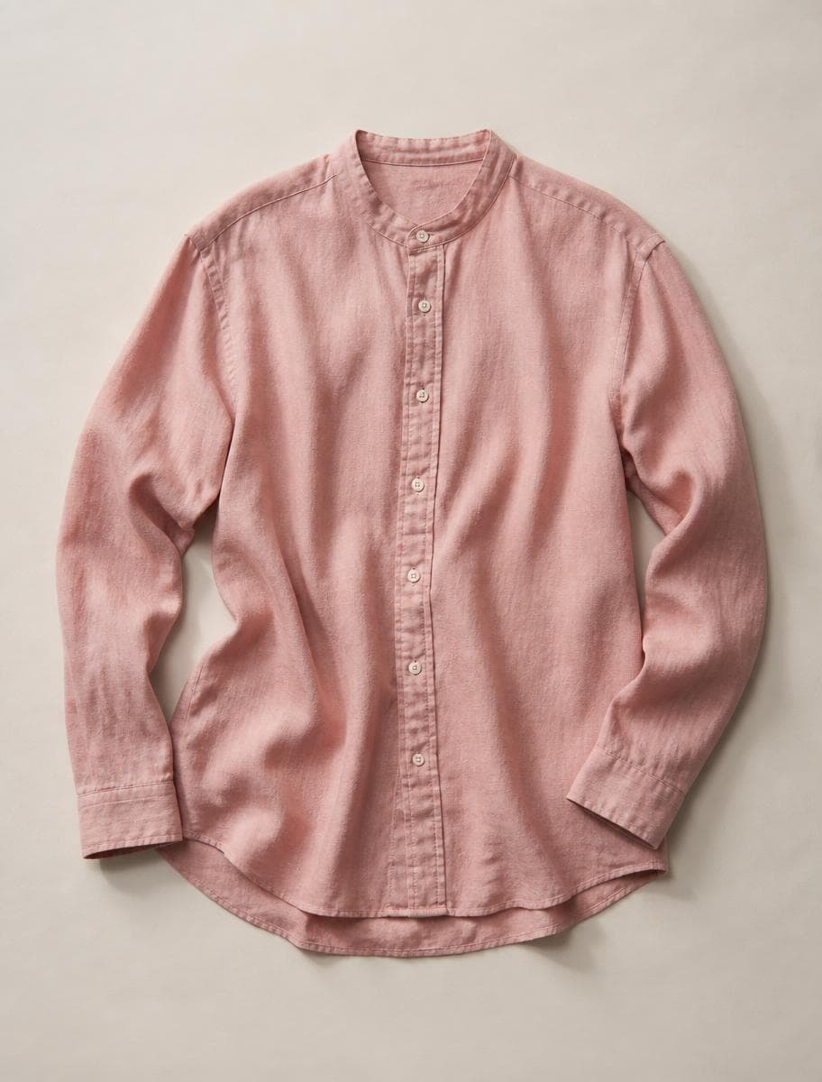 Tomis Dusty Pink half-collar shirt flat lay product photo