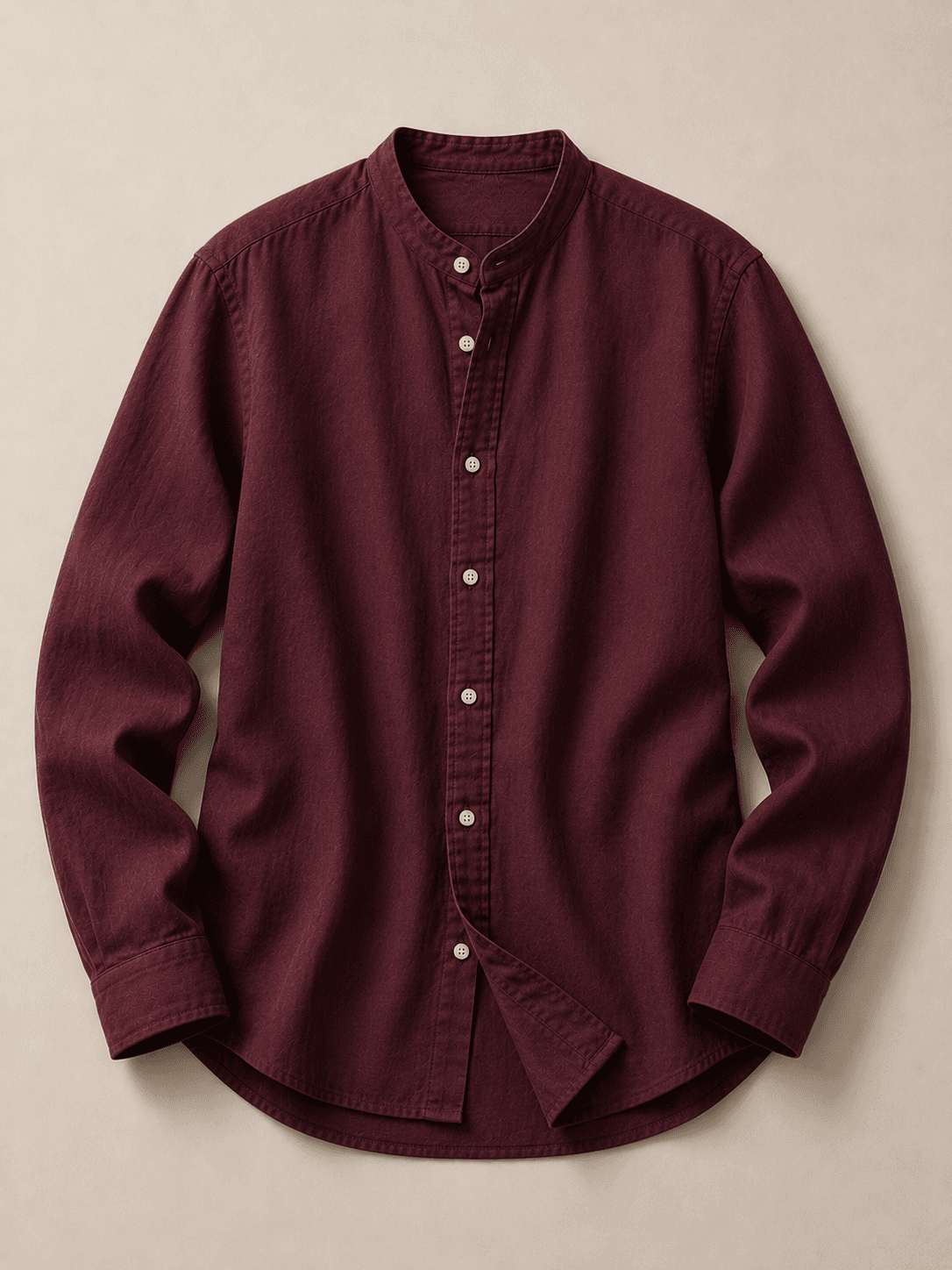 Tomis Half-Collar Shirt Burgundy Front
